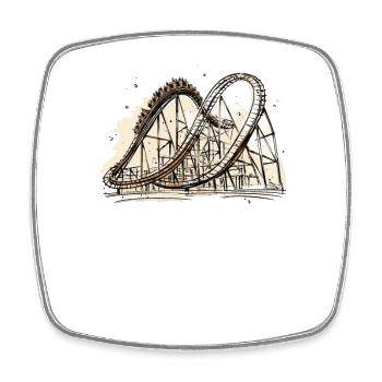 Amusement Park, Fair, Fairground, Funfair - Square fridge magnet - white - Front