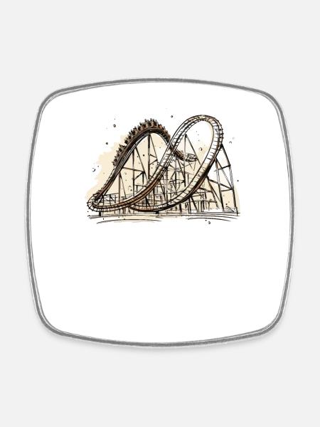 Parc D’attractions, Foire, Fête foraine, Fête foraine - Magnet carré - blanc