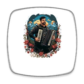 Akkordeon-Musiker Ziehharmonika-Spieler Akkordeon - Viereckiger Kühlschrankmagnet - Weiß - Vorne