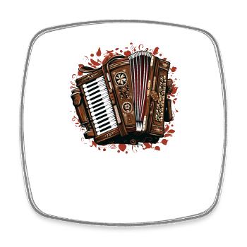 Akkordeon-Musiker Ziehharmonika-Spieler Musik - Viereckiger Kühlschrankmagnet - Weiß - Vorne