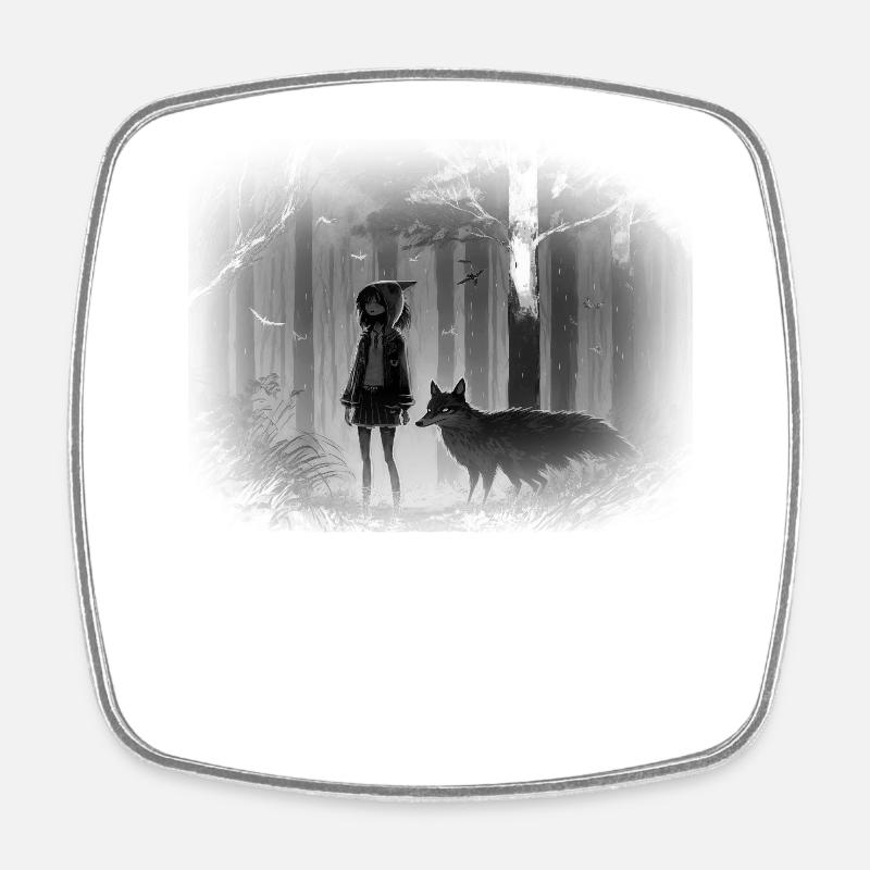 Wolf - Viereckiger Kühlschrankmagnet - Weiß