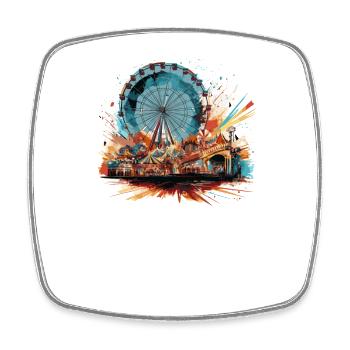 Amusement Park Fair, Fairground, Folk Festival - Square fridge magnet - white - Front