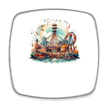 Amusement Park Fair, Fairground, Folk Festival - Square fridge magnet - white - Front