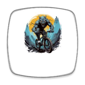 MTB Mountainbike Fahrrad BMX El-Chupacabra - Viereckiger Kühlschrankmagnet - Weiß - Vorne