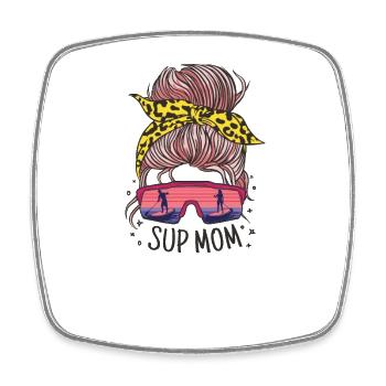 SUP-MOM paddleboarding Stand Up Paddle - Viereckiger Kühlschrankmagnet - Weiß - Vorne