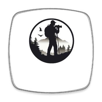 Appareil photo, Photographe de paysage, Photographe de nature - Magnet carré - blanc - Devant