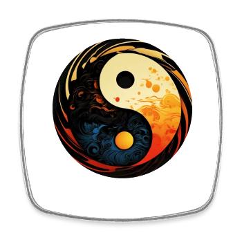 Yin Yang - Viereckiger Kühlschrankmagnet - Weiß - Vorne