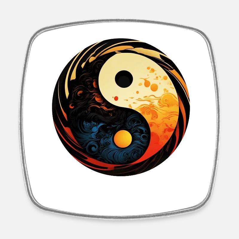 Yin Yang - Viereckiger Kühlschrankmagnet - Weiß