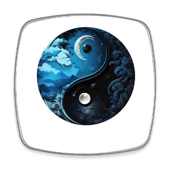 Yin Yang Mond - Viereckiger Kühlschrankmagnet - Weiß - Vorne