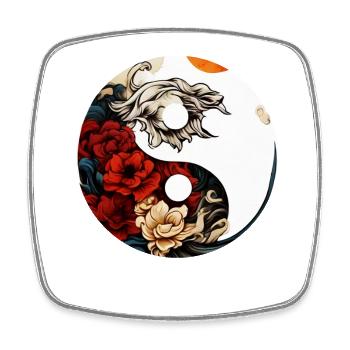 Yin Yang Flower - Square fridge magnet - white - Front