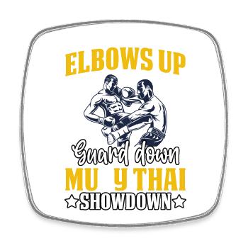 Coudes vers le haut Garde vers le bas Muay Thai Showdown - Magnet carré - blanc - Devant