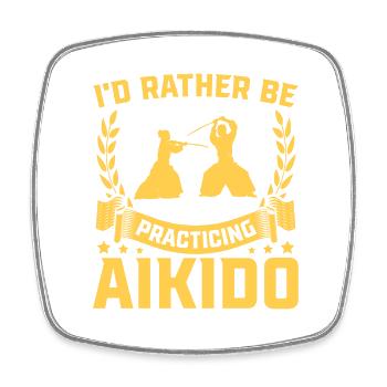 Ich würde lieber Aikido üben - Viereckiger Kühlschrankmagnet - Weiß - Vorne