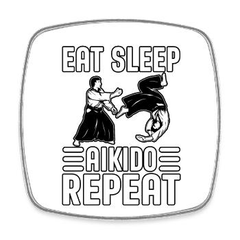 Eat Sleep Aikido Repeat - Square fridge magnet - white - Front