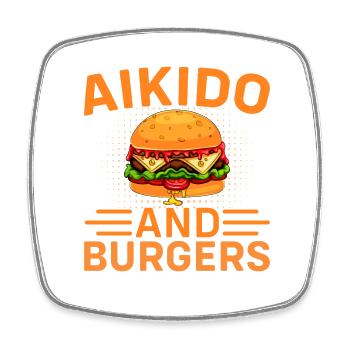 Aikido und Burger - Viereckiger Kühlschrankmagnet - Weiß - Vorne