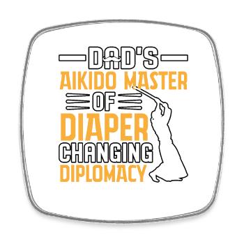Papas Aikido-Meister der Windelwechsel-Diplomatie - Viereckiger Kühlschrankmagnet - Weiß - Vorne