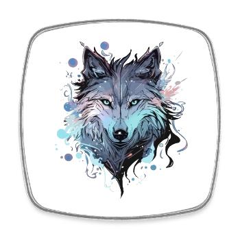 Loup loup tête mystique Nature sauvage sauvage Art - Magnet carré - blanc - Devant