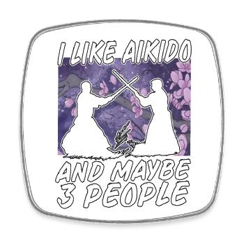 I like Aikido and maybe 3 people - Square fridge magnet - white - Front