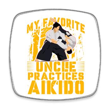Mein Lieblingsonkel trainiert Aikido - Viereckiger Kühlschrankmagnet - Weiß - Vorne
