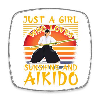 Nur ein Mädchen, das Sonnenschein und Aikido liebt - Viereckiger Kühlschrankmagnet - Weiß - Vorne