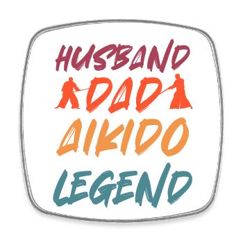 Ehemann Papa Aikido Legende - Viereckiger Kühlschrankmagnet - Weiß - Vorne
