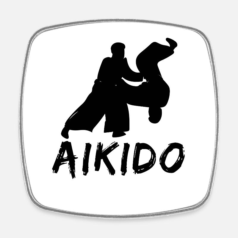 Aïkido - Magnet carré - blanc