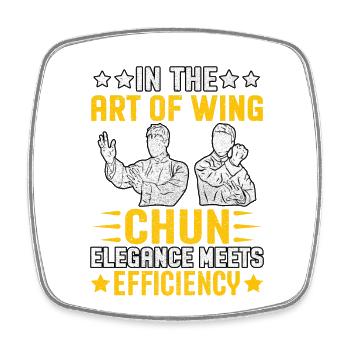 In the art of wing chun elegance meets efficiency - Square fridge magnet - white - Front