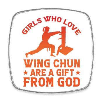 Les filles qui aiment le Wing Chun sont un cadeau de Dieu - Magnet carré - blanc - Devant