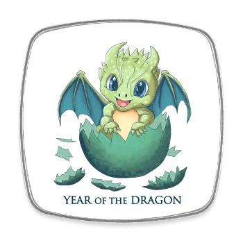 Baby Dragon 2024, Anime Kawaii, Year of the Dragon - Square fridge magnet - white - Front