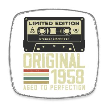 66. Jubiläumsgeschenk im Retro-Stil 1958 - Viereckiger Kühlschrankmagnet - Weiß - Vorne
