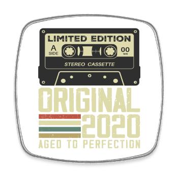 4th Retro Style Anniversary Gift 2020 - Square fridge magnet - white - Front