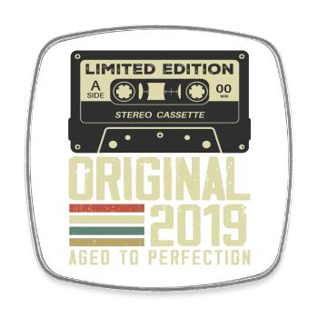5th Retro Style Anniversary Gift 2019 - Square fridge magnet - white - Front