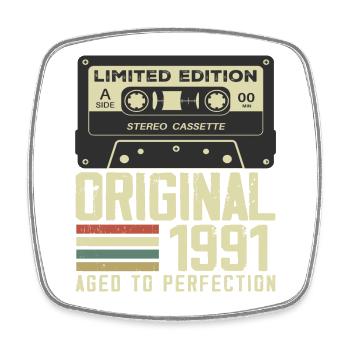 33e Cadeau Anniversaire Style rétro 1991 - Magnet carré - blanc - Devant