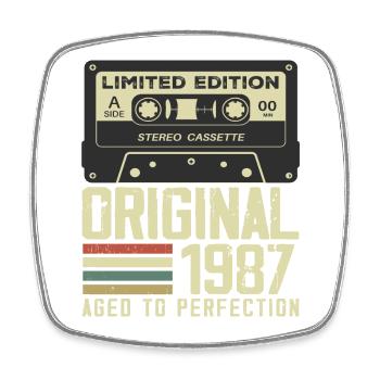 37e Cadeau Anniversaire Style rétro 1987 - Magnet carré - blanc - Devant