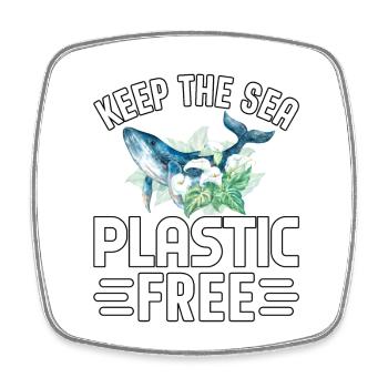 Halten Sie das Meer plastikfrei - Viereckiger Kühlschrankmagnet - Weiß - Vorne