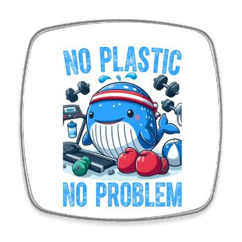 Kein Plastik, kein Problem - Viereckiger Kühlschrankmagnet - Weiß - Vorne
