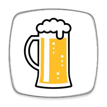 Chope de bière (Bière / Chope de bière / Verre à bière / L / 3C) - Magnet carré - blanc - Devant