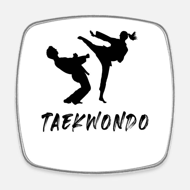 Taekwondo - Magnet carré - blanc