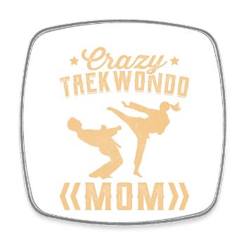Maman folle de taekwondo - Magnet carré - blanc - Devant