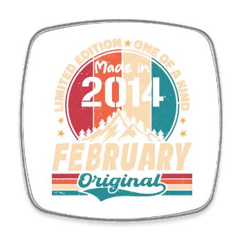 Cadeau 10e Anniversaire Vintage Né En Février 2014 - Magnet carré - blanc - Devant