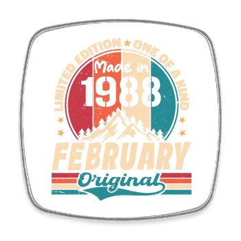 Cadeau 36e Anniversaire Vintage Né En Février 1988 - Magnet carré - blanc - Devant
