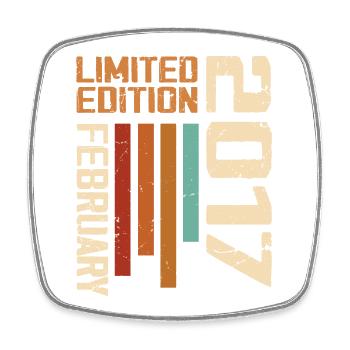 Born in February 2017 Retro 2017 Anniversary - Square fridge magnet - white - Front