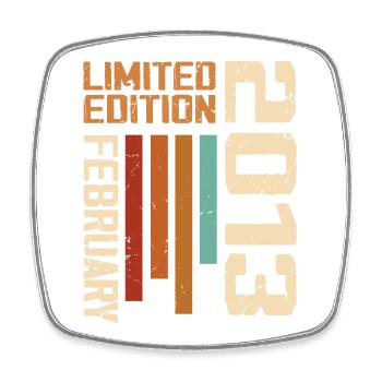 Born in February 2013 Retro 2013 Anniversary - Square fridge magnet - white - Front