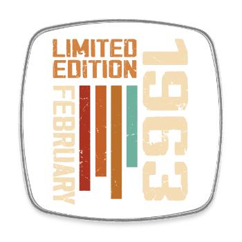 Born February 1963 Retro 1963 Birthday - Square fridge magnet - white - Front