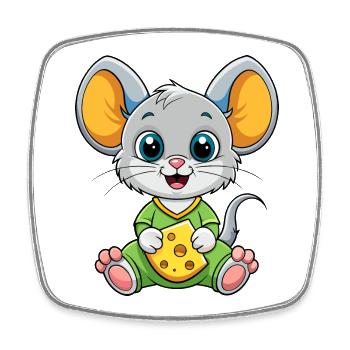 Cheese Loving Mouse - Square fridge magnet - white - Front