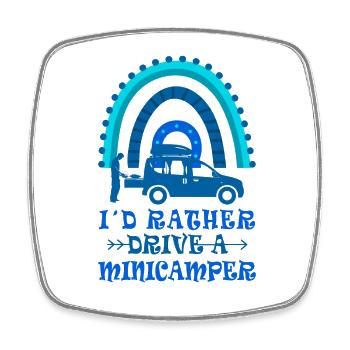 Minicamper Sprüche Camping-Camper Microcamper - Viereckiger Kühlschrankmagnet - Weiß - Vorne