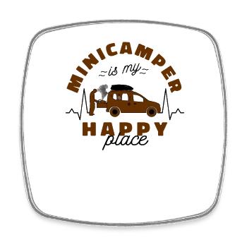 Minicamper Happy Camping-Camper Microcamper - Viereckiger Kühlschrankmagnet - Weiß - Vorne