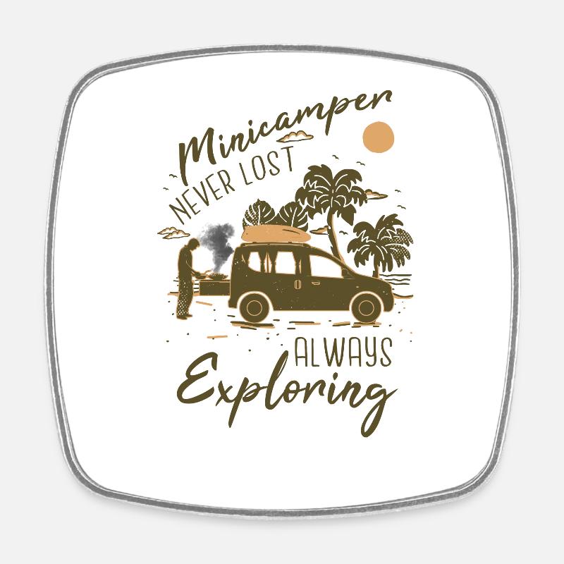 Minicamper Urlaub Camping-Camper Microcamper - Viereckiger Kühlschrankmagnet - Weiß