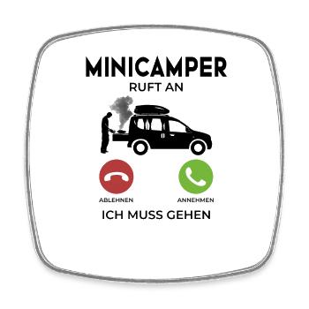 Minicamper Ruft an Camping-Camper Microcamper - Viereckiger Kühlschrankmagnet - Weiß - Vorne