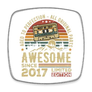 Vintage Geburtstagsgeschenk 2017 | Jahrgang 2017 - Viereckiger Kühlschrankmagnet - Weiß - Vorne