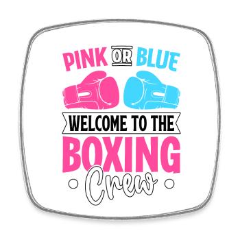 Pink oder Blau, willkommen in der Boxcrew - Viereckiger Kühlschrankmagnet - Weiß - Vorne